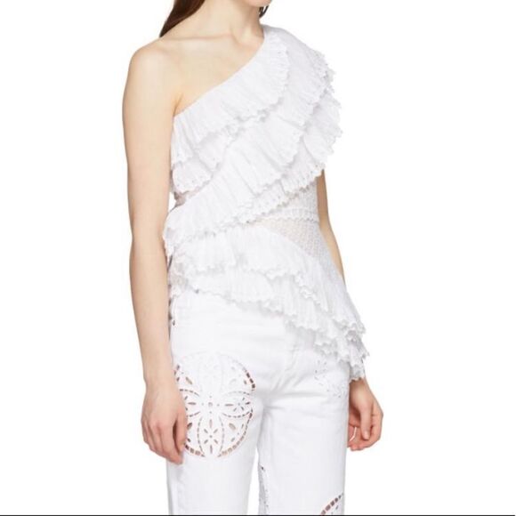 Isabel Marant Zellery Endless Summer One-Shoulder Tank Top White - Picture 4 of 5